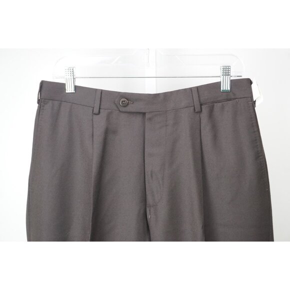 Burberry London Dark Brown S100s Wool Dress Pants Sz 48 NEW